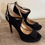 Thalia Sodi  Chelsie Platform Heels Black Faux Suede Size 8 Peep Toe Hoco Photo 2