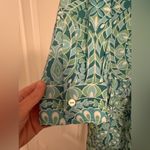 Tuckernuck  Aqua Blue Green Tile Printed 3/4 Sleeves Mykonos Hayes Shirt Dress S Photo 4