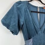 Juicy Couture  Velour Velvet Midi Dress Small Blue Puff Sleeve Y2K USA Whimsigoth Photo 2