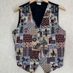 Bobbie Brooks Women’s Vtg Christmas Vest Patchwork Embroidered Holiday Festive L Red Size L Photo 0