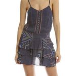 Derek Lam 10 Crosby Silk Slip Dress With Ruffle Skirt Southwest Abstract Print Blue Photo 0