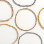 2 Pcs Set Stainless steel Round Beads Bracelet Gold Photo 2