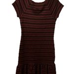 Free People  Cozy Day Ruffle Hem Raw Edge Striped Sweater Dress Size Medium. Photo 4