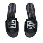 Givenchy New  4G Black Leather Silver Logo Slides Photo 1