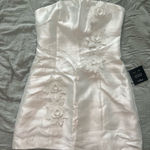 Lulus  White 3D Floral Applique Strapless Mini Dress Photo 0