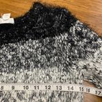 Loft Lounge Sweater Women Size XS Black White Fuzzy Striped Pullover Long Sleeve Photo 5