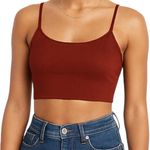 Forever 21 Ribbed Knit Cropped Top Scoop Neck Thin Straps Chic Red Large Photo 0