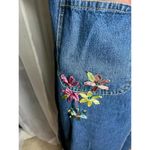 Christopher & Banks Jumper dress denim embroidered ribbon flowers 1990s Photo 5