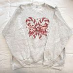 Gray Candy Cane with Bow Sweatshirt. Size XL. NWOT Photo 0