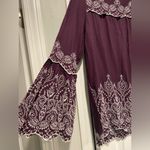Indigo Thread Co Purple White Eyelet Embroidered Long Sleeve Peasant Top Size M Size M Photo 4