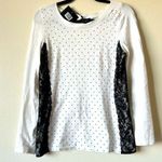 The Limited NWT  Large White Polka Dot Butterfly Lace Contrast Trim Sweater Top Photo 0