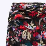 ZARA  High Waisted Ruffled Mini Skirt Black & Red Floral Print Size M Photo 2