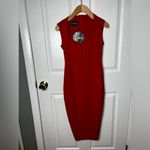 Nookie  NEW Red Sweetheart Plunge Neck Bodycon Madonna Midi Dress In Cherry XS Photo 2