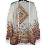 Tantrums women's size medium creme floral pullover cover up kimono 3/4 sleeves Orange Photo 0