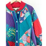 1980s Vintage Jacket 80s Patchwork Colorful Colorblock Jacket Maximalist Cotton Blue Photo 2