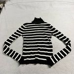 ZARA  Knit Black & White Striped Turtleneck Ribbed Sweater Size Medium GUC Photo 0