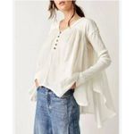 Free People  Small White Small Blouse Cottage Core Boho V Neck Peasant Oversized Photo 1
