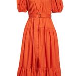 Ulla Johnson NWT Josefina Dress in Nasturtium Orange Puff Sleeve Tiered Pleated Photo 11