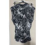 Vince Camuto sz L Sleeveless Stretchy Blouse Office Career black white snakeskin Photo 4