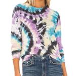 Mother The Hugger Colorful Tie Dye Sweatshirt in Swirling Secrets Blue Size XS Photo 0
