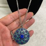 Enamel picture pendant locket necklace Blue Photo 0