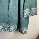 In Loom Boho Gauze Cotton Dress Teal Green Embroidered Tunic size L Size L Photo 5