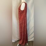 Liz Claiborne  Red Floral Paisley Maxi Dress Sleeveless Linen Blend Size 10 Photo 3