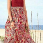 Sundance  Lasani Crochet Halter‎ Maxi Dress Small in Red Multicolor Boho Photo 0