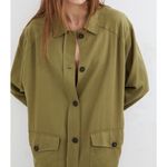 ZARA  Utility Pocket Olive Green Oversized Shirt Dress Lycocell EUC Size M Photo 1