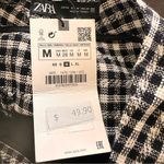 ZARA NWT Gingham straight leg Black and White Checkered Pants M Photo 11