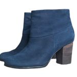 Cole Haan Cassidy Leather Stack Heel Ankle Booties in Blazer Blue Nubuck Sz 8 Photo 1