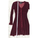 VINTAGE Luly K 90s Y2K Red Velvet Long Sleeve Babydoll Mini Dress Size Small Photo 7