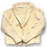 Vintage Hand Knit Chunky Oatmeal Cable Cardigan Sweater Cropped Shawl Collar Size M Photo 0