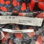 IRO  River Smocked Fil Coupe Mini Dress Women's Size 2‎ Red Blue Silk Blend Print Photo 11