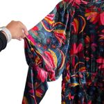Farm Rio Banana Sky Velvet Dress Layered Skirt Long Sleeves Multicolor XL NWT Photo 6