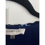 Sugar Lips  Women's Small Navy Floral Ruffe Collar Tie Front Open Kimono‎ Beach Photo 3