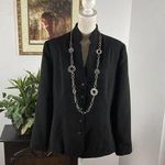 Bill Blass Vintage Size 14 Suit Black Long Sleeve Open Button Shoulder Padded Photo 0