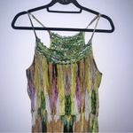 Charlie Jade  Silk Sleeveless Green Abstract Multi Color Print Dress Large Photo 4