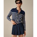 J.Crew NWT Cashmere Fringe-trim Sweater Lady Jacket in Black Ivory Stripe XXL Photo 1