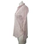 Ann Taylor LOFT Womens Pink Striped V-Neck Collar Long Sleeve Sheer Shirt Blouse Top Size M Photo 1
