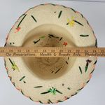 Raffia Floral Embellished Flat Brim Summer Sun Hat Cream Straw Multicolor Photo 12