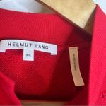 Helmut Lang  Distressed Garment-Dyed Split-Neck Red Cotton Sweatshirt XS Photo 7