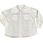 Vintage White Long Sleeve Cotton Eyelet Button Up Shirt With Pockets Size XL Photo 4