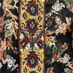 ZARA Chiffon Floral Semi Sheer Beaded Embellished Pleated Keyhole Top Medium Photo 4