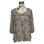 None Vintage Y2k Retro Sheer Paisley Pintuck Peasant Blouse Tunic Beqch Boho Hippie M Photo 2