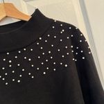 Fate Black Pearl Embellished Mock Neck Sweater Size Small/Medium Classic Pearl Photo 3