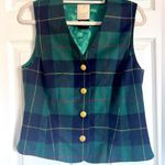 Vtg Laurel Virgin wool tartan plaid satin vest blues greens gold button regal 40 Green Size undefined Photo 0