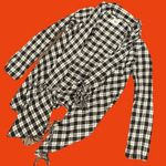 Billabong vintage y2k black & white plaid gingham long sleeve poncho cardigan Photo 0