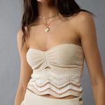 American Eagle  Outfitters Cream Strapless Knit Crop Top Photo 0