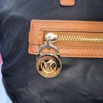 Michael Kors  Black Nylon Tote Bag Brown Trim Gold Hardware Travel Shopper Photo 2